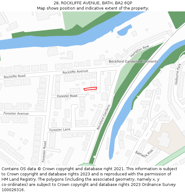 28, ROCKLIFFE AVENUE, BATH, BA2 6QP: Location map and indicative extent of plot