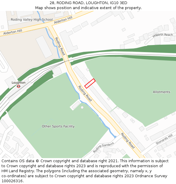 28, RODING ROAD, LOUGHTON, IG10 3ED: Location map and indicative extent of plot