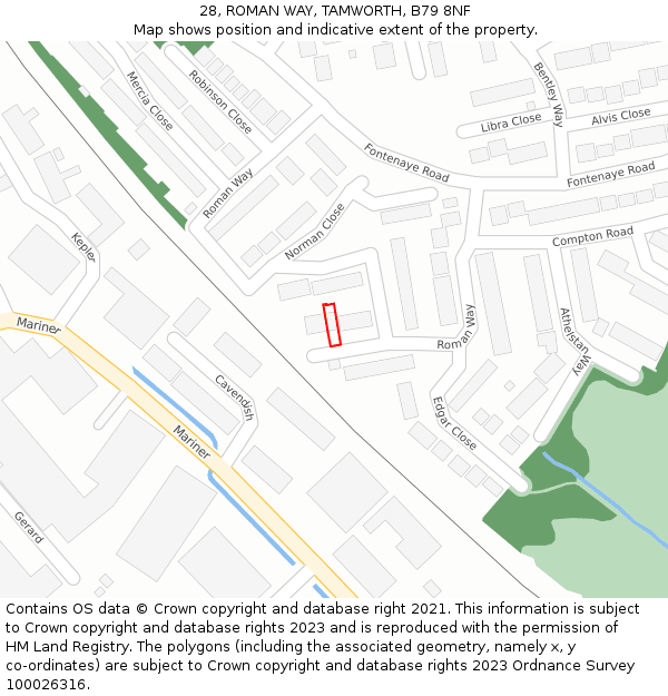 28, ROMAN WAY, TAMWORTH, B79 8NF: Location map and indicative extent of plot