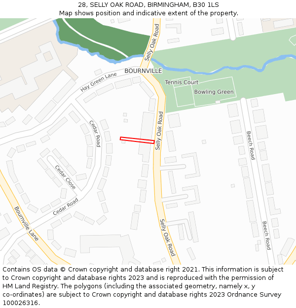 28, SELLY OAK ROAD, BIRMINGHAM, B30 1LS: Location map and indicative extent of plot