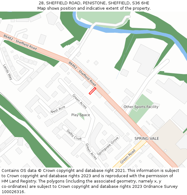 28, SHEFFIELD ROAD, PENISTONE, SHEFFIELD, S36 6HE: Location map and indicative extent of plot
