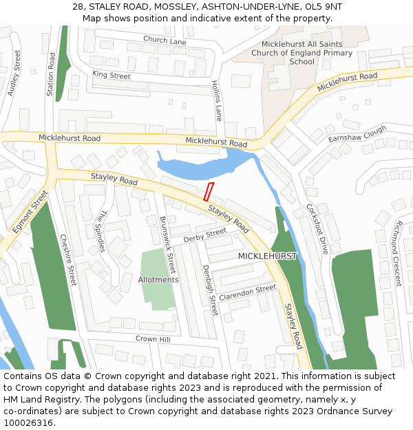28, STALEY ROAD, MOSSLEY, ASHTON-UNDER-LYNE, OL5 9NT: Location map and indicative extent of plot