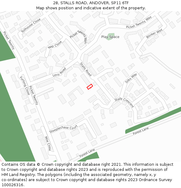 28, STALLS ROAD, ANDOVER, SP11 6TF: Location map and indicative extent of plot