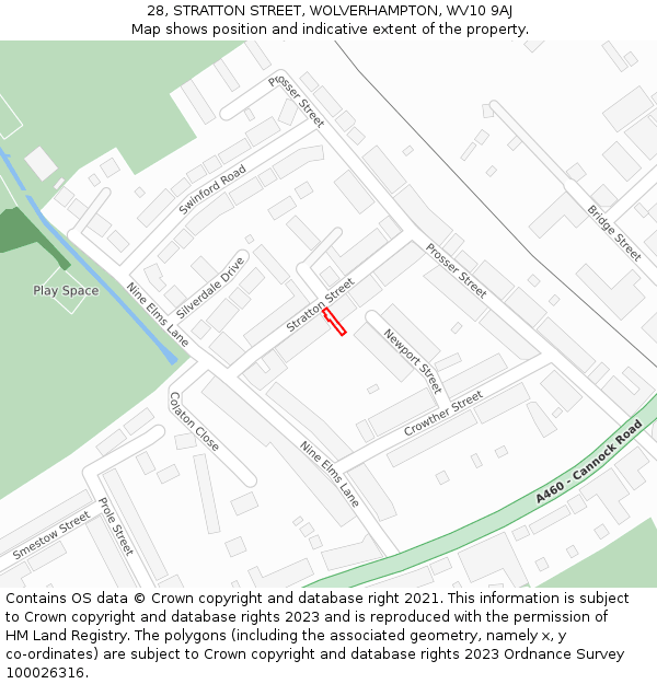 28, STRATTON STREET, WOLVERHAMPTON, WV10 9AJ: Location map and indicative extent of plot