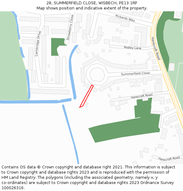 28, SUMMERFIELD CLOSE, WISBECH, PE13 1RP: Location map and indicative extent of plot