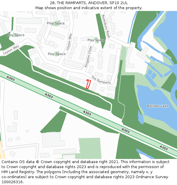 28, THE RAMPARTS, ANDOVER, SP10 2UL: Location map and indicative extent of plot