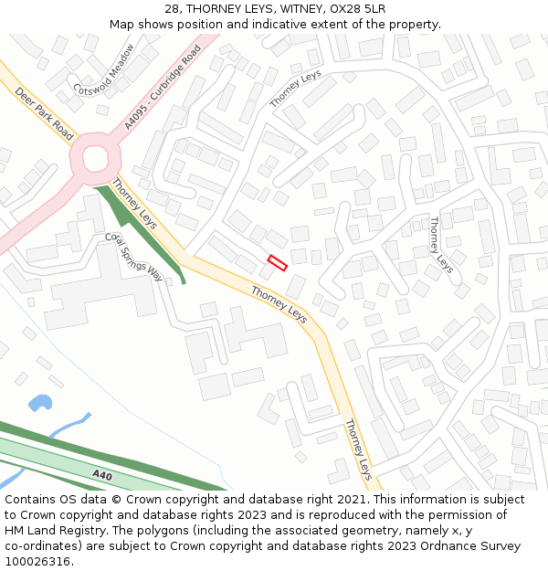 28, THORNEY LEYS, WITNEY, OX28 5LR: Location map and indicative extent of plot