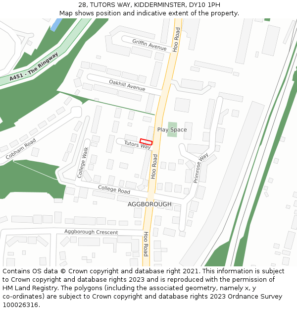 28, TUTORS WAY, KIDDERMINSTER, DY10 1PH: Location map and indicative extent of plot
