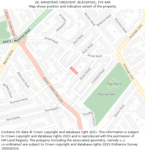 28, WANSTEAD CRESCENT, BLACKPOOL, FY4 4AR: Location map and indicative extent of plot