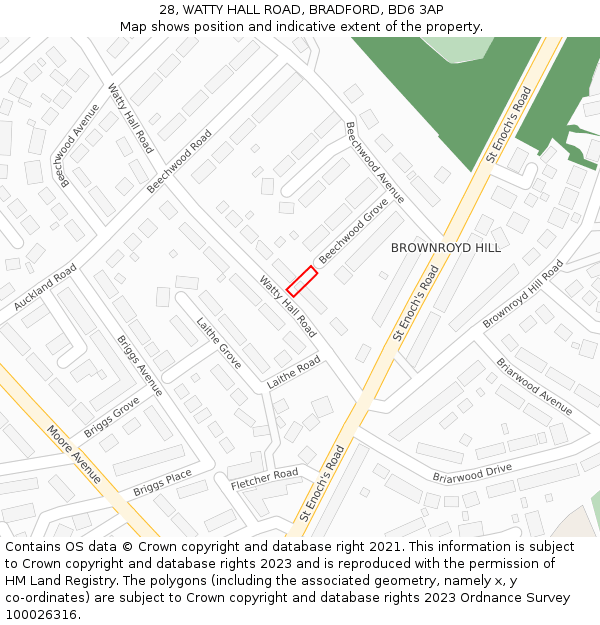 28, WATTY HALL ROAD, BRADFORD, BD6 3AP: Location map and indicative extent of plot