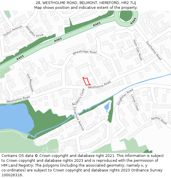 28, WESTHOLME ROAD, BELMONT, HEREFORD, HR2 7UJ: Location map and indicative extent of plot