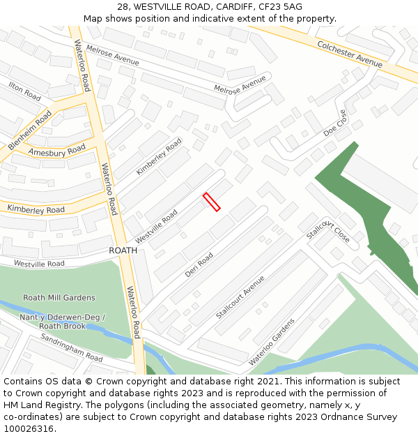 28, WESTVILLE ROAD, CARDIFF, CF23 5AG: Location map and indicative extent of plot