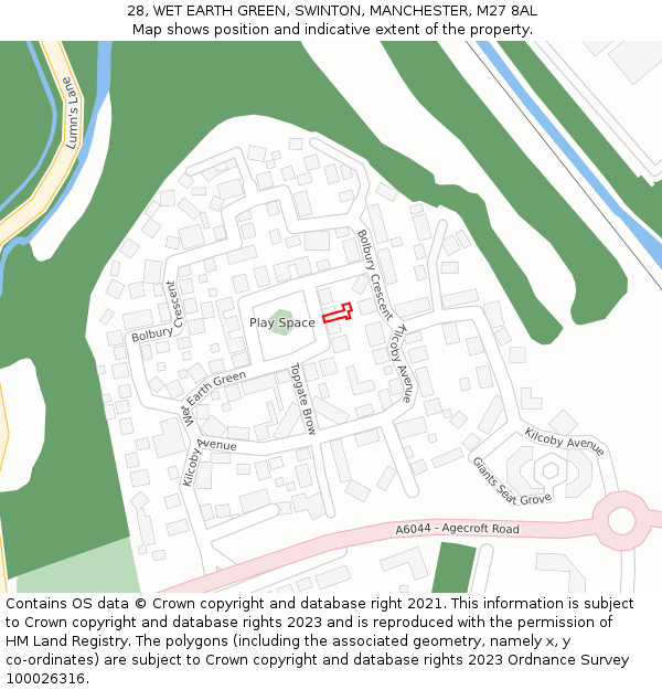 28, WET EARTH GREEN, SWINTON, MANCHESTER, M27 8AL: Location map and indicative extent of plot