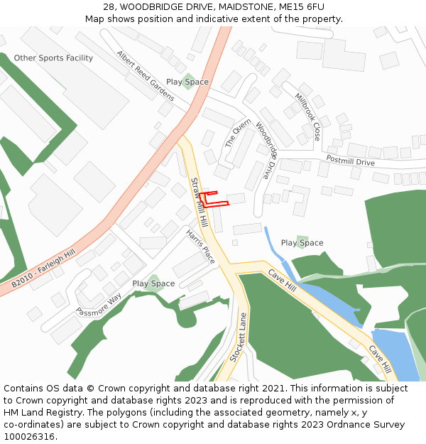 28, WOODBRIDGE DRIVE, MAIDSTONE, ME15 6FU: Location map and indicative extent of plot