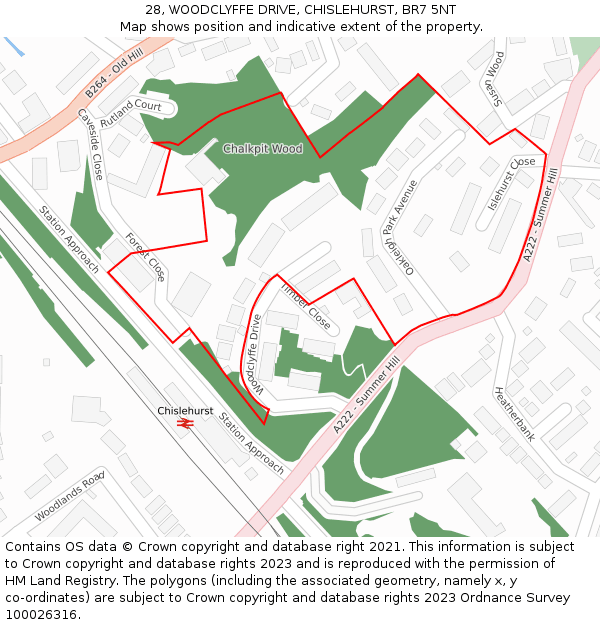 28, WOODCLYFFE DRIVE, CHISLEHURST, BR7 5NT: Location map and indicative extent of plot