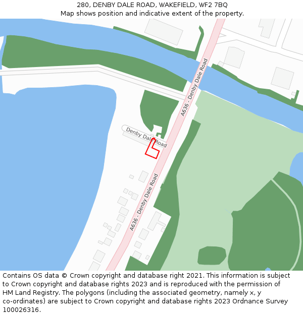 280, DENBY DALE ROAD, WAKEFIELD, WF2 7BQ: Location map and indicative extent of plot