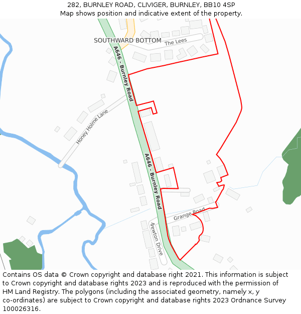 282, BURNLEY ROAD, CLIVIGER, BURNLEY, BB10 4SP: Location map and indicative extent of plot