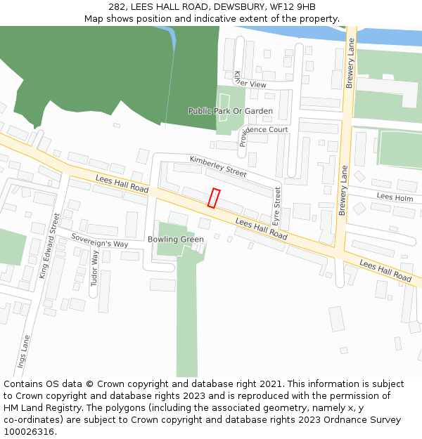 282, LEES HALL ROAD, DEWSBURY, WF12 9HB: Location map and indicative extent of plot