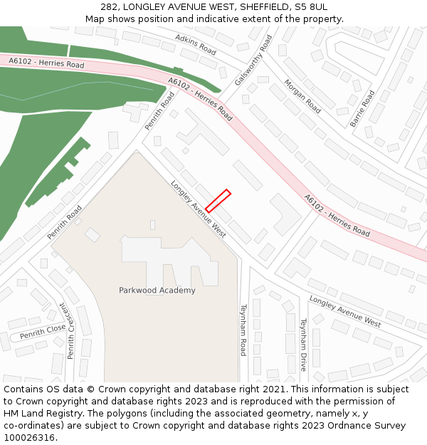282, LONGLEY AVENUE WEST, SHEFFIELD, S5 8UL: Location map and indicative extent of plot