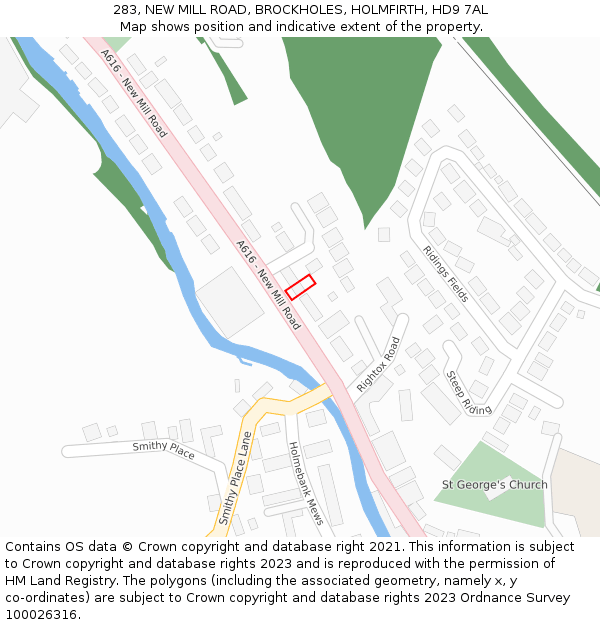 283, NEW MILL ROAD, BROCKHOLES, HOLMFIRTH, HD9 7AL: Location map and indicative extent of plot