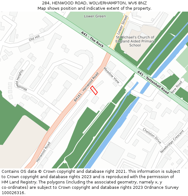 284, HENWOOD ROAD, WOLVERHAMPTON, WV6 8NZ: Location map and indicative extent of plot