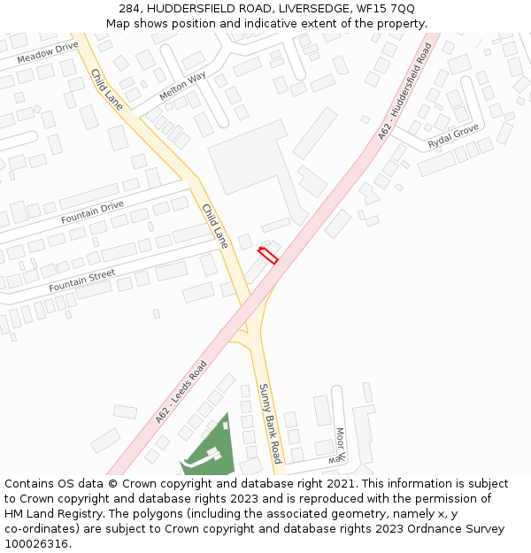 284, HUDDERSFIELD ROAD, LIVERSEDGE, WF15 7QQ: Location map and indicative extent of plot