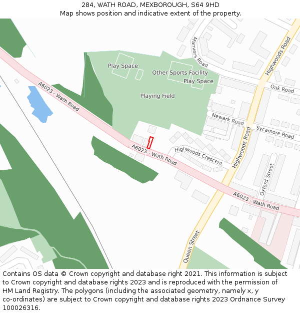 284, WATH ROAD, MEXBOROUGH, S64 9HD: Location map and indicative extent of plot