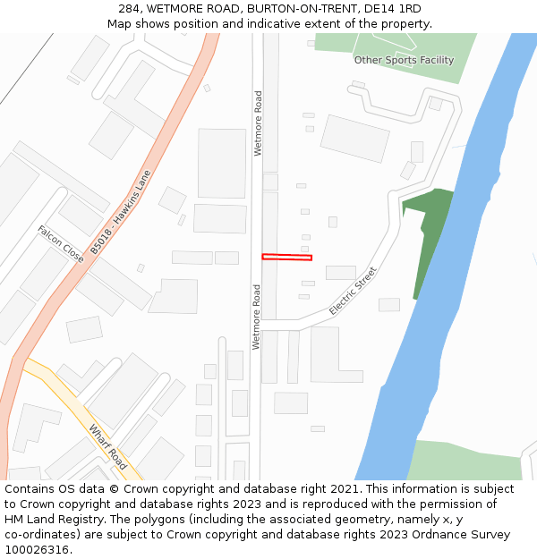 284, WETMORE ROAD, BURTON-ON-TRENT, DE14 1RD: Location map and indicative extent of plot