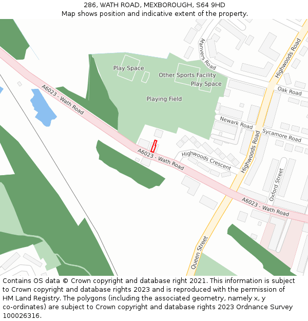286, WATH ROAD, MEXBOROUGH, S64 9HD: Location map and indicative extent of plot