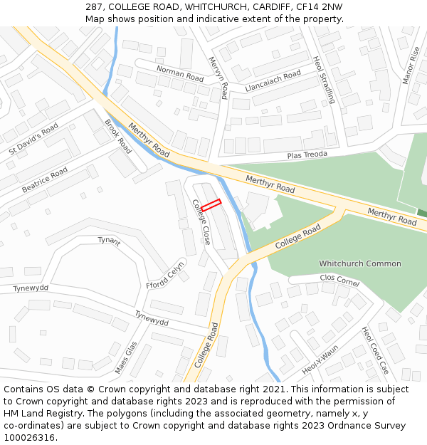 287, COLLEGE ROAD, WHITCHURCH, CARDIFF, CF14 2NW: Location map and indicative extent of plot