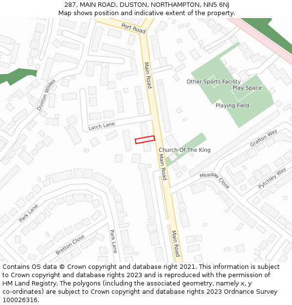 287, MAIN ROAD, DUSTON, NORTHAMPTON, NN5 6NJ: Location map and indicative extent of plot