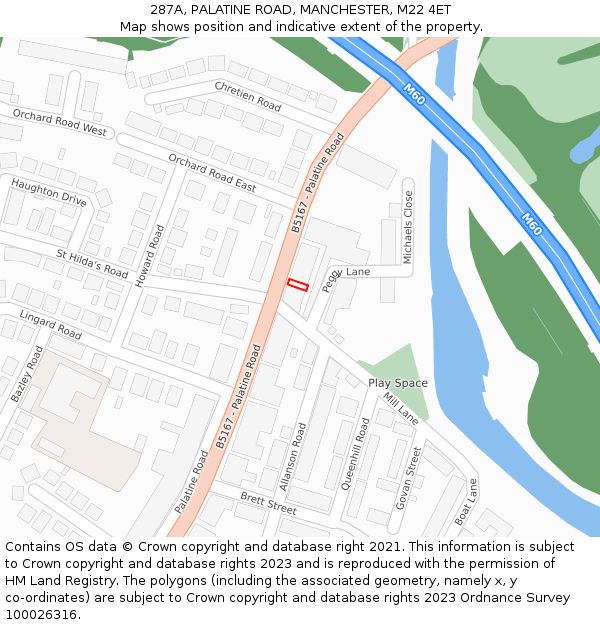 287A, PALATINE ROAD, MANCHESTER, M22 4ET: Location map and indicative extent of plot