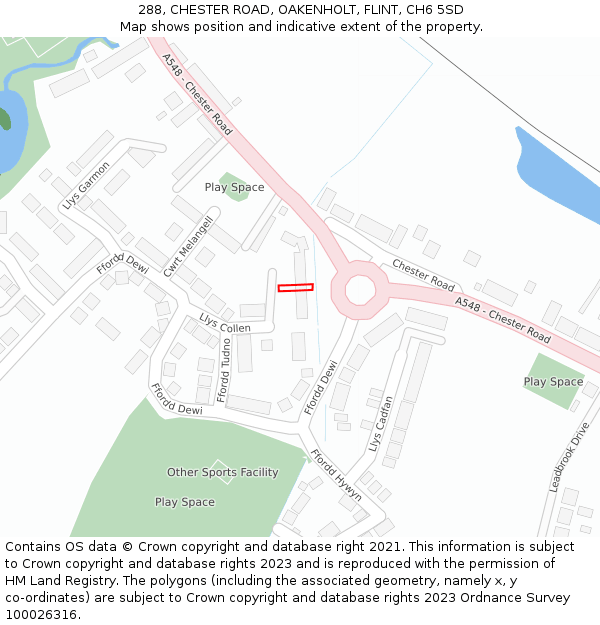 288, CHESTER ROAD, OAKENHOLT, FLINT, CH6 5SD: Location map and indicative extent of plot