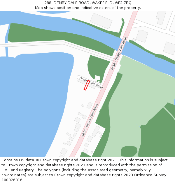 288, DENBY DALE ROAD, WAKEFIELD, WF2 7BQ: Location map and indicative extent of plot