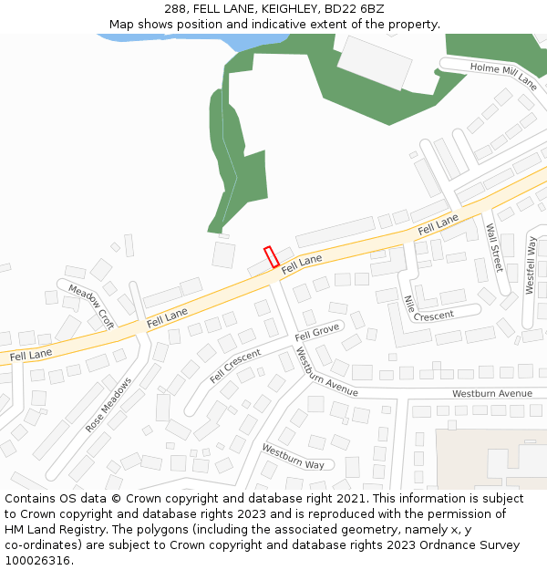 288, FELL LANE, KEIGHLEY, BD22 6BZ: Location map and indicative extent of plot