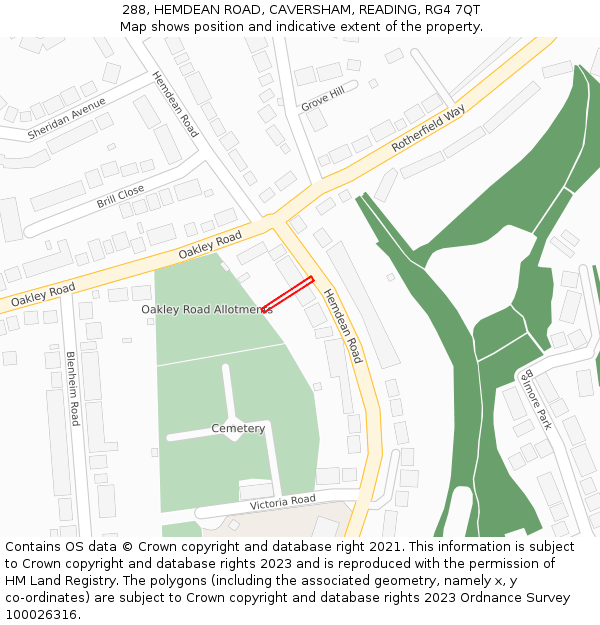 288, HEMDEAN ROAD, CAVERSHAM, READING, RG4 7QT: Location map and indicative extent of plot