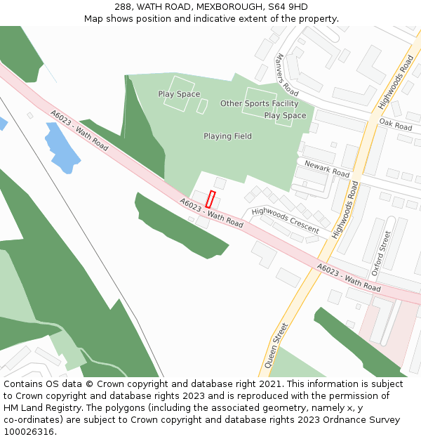 288, WATH ROAD, MEXBOROUGH, S64 9HD: Location map and indicative extent of plot
