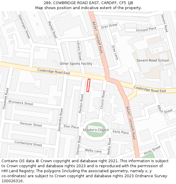 289, COWBRIDGE ROAD EAST, CARDIFF, CF5 1JB: Location map and indicative extent of plot