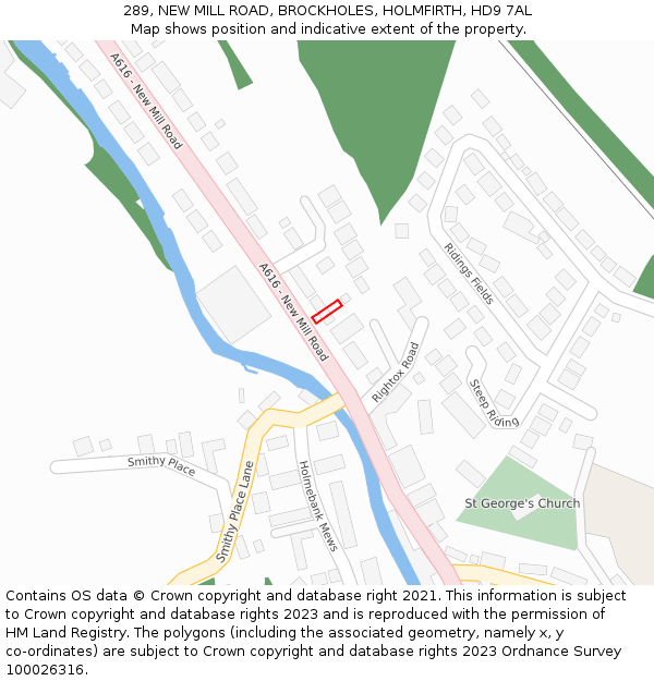 289, NEW MILL ROAD, BROCKHOLES, HOLMFIRTH, HD9 7AL: Location map and indicative extent of plot