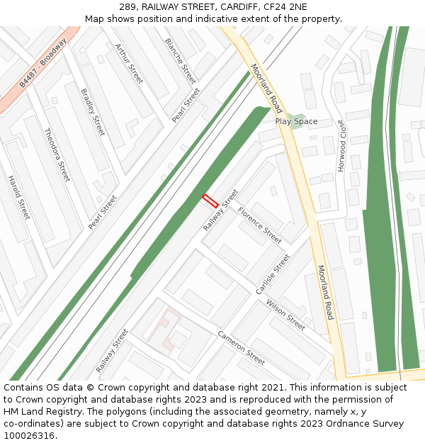 289, RAILWAY STREET, CARDIFF, CF24 2NE: Location map and indicative extent of plot