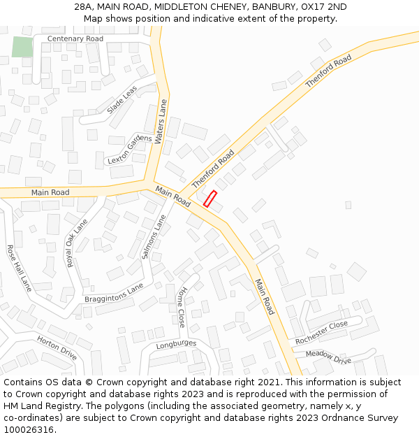 28A, MAIN ROAD, MIDDLETON CHENEY, BANBURY, OX17 2ND: Location map and indicative extent of plot