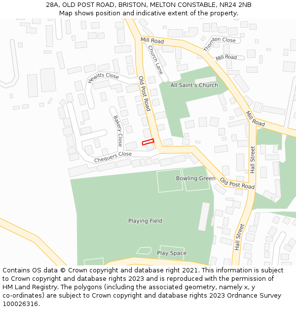 28A, OLD POST ROAD, BRISTON, MELTON CONSTABLE, NR24 2NB: Location map and indicative extent of plot