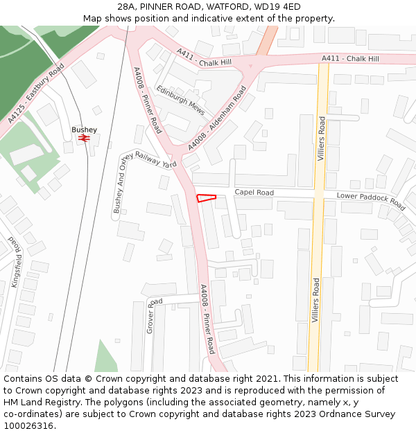 28A, PINNER ROAD, WATFORD, WD19 4ED: Location map and indicative extent of plot