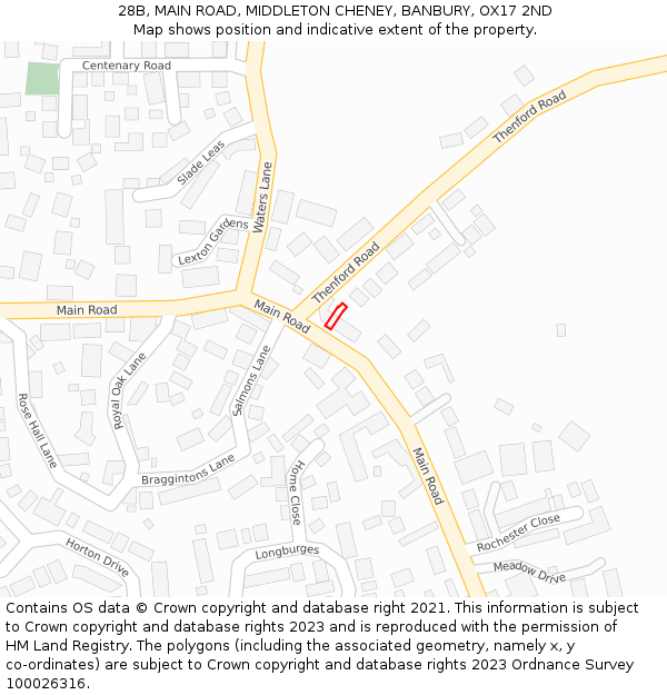 28B, MAIN ROAD, MIDDLETON CHENEY, BANBURY, OX17 2ND: Location map and indicative extent of plot