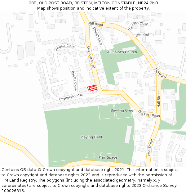 28B, OLD POST ROAD, BRISTON, MELTON CONSTABLE, NR24 2NB: Location map and indicative extent of plot