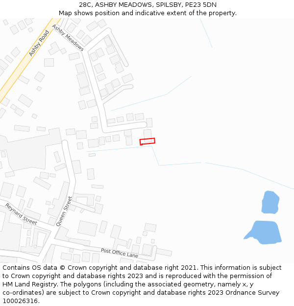 28C, ASHBY MEADOWS, SPILSBY, PE23 5DN: Location map and indicative extent of plot
