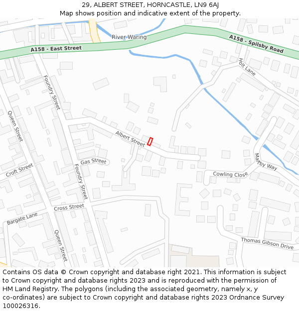 29, ALBERT STREET, HORNCASTLE, LN9 6AJ: Location map and indicative extent of plot