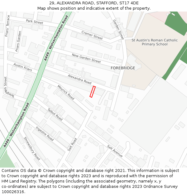 29, ALEXANDRA ROAD, STAFFORD, ST17 4DE: Location map and indicative extent of plot