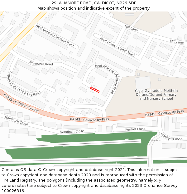29, ALIANORE ROAD, CALDICOT, NP26 5DF: Location map and indicative extent of plot