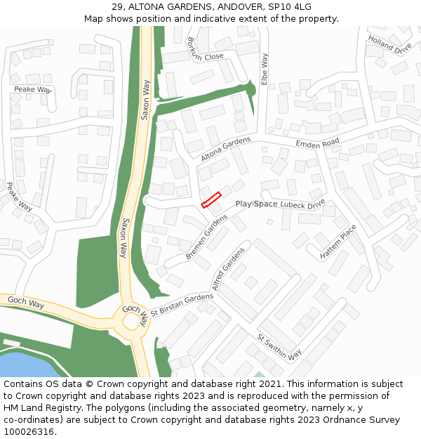 29, ALTONA GARDENS, ANDOVER, SP10 4LG: Location map and indicative extent of plot